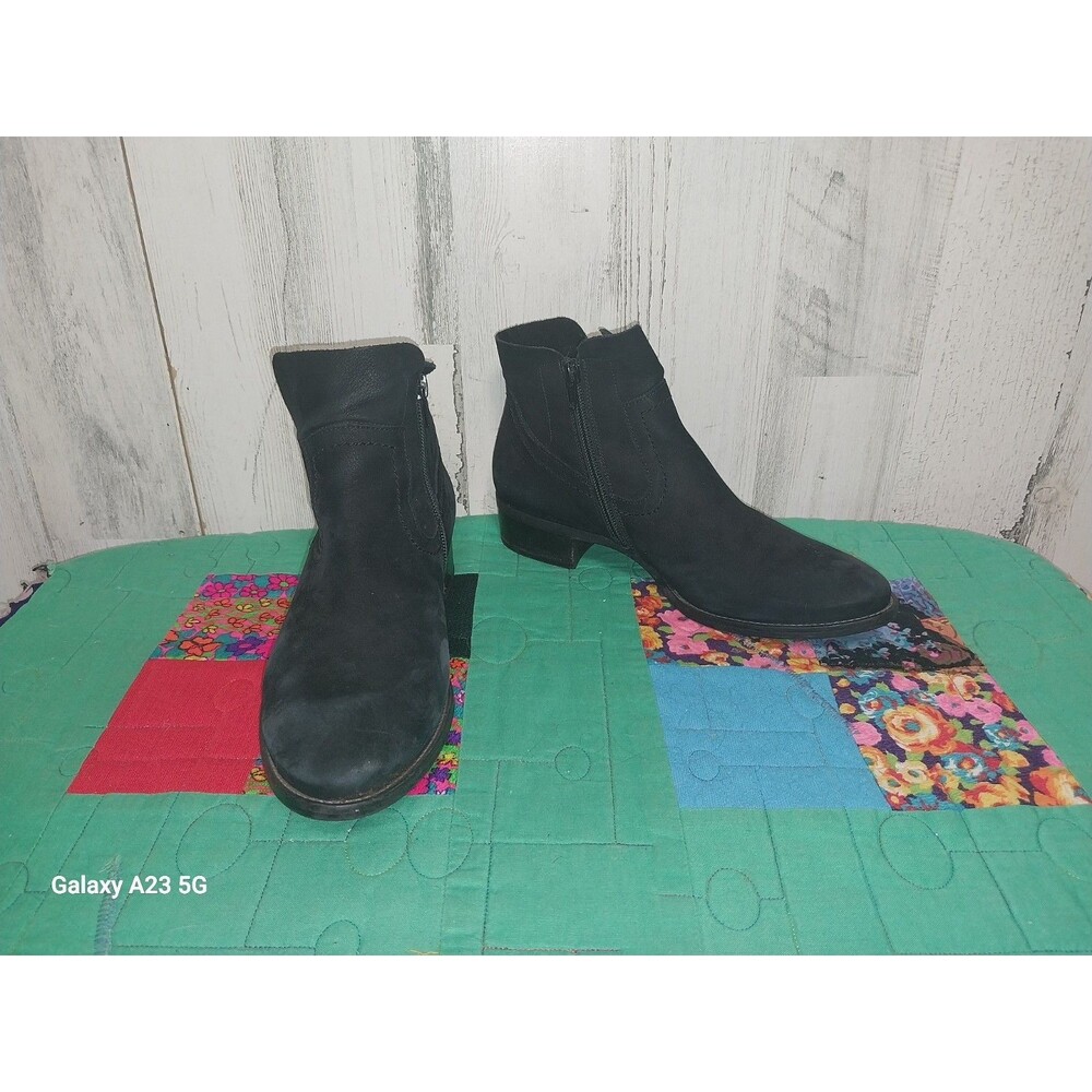 PAUL GREEN Boston Bootie CHUNKY BLACK NUBUCK LEATHER 8 US